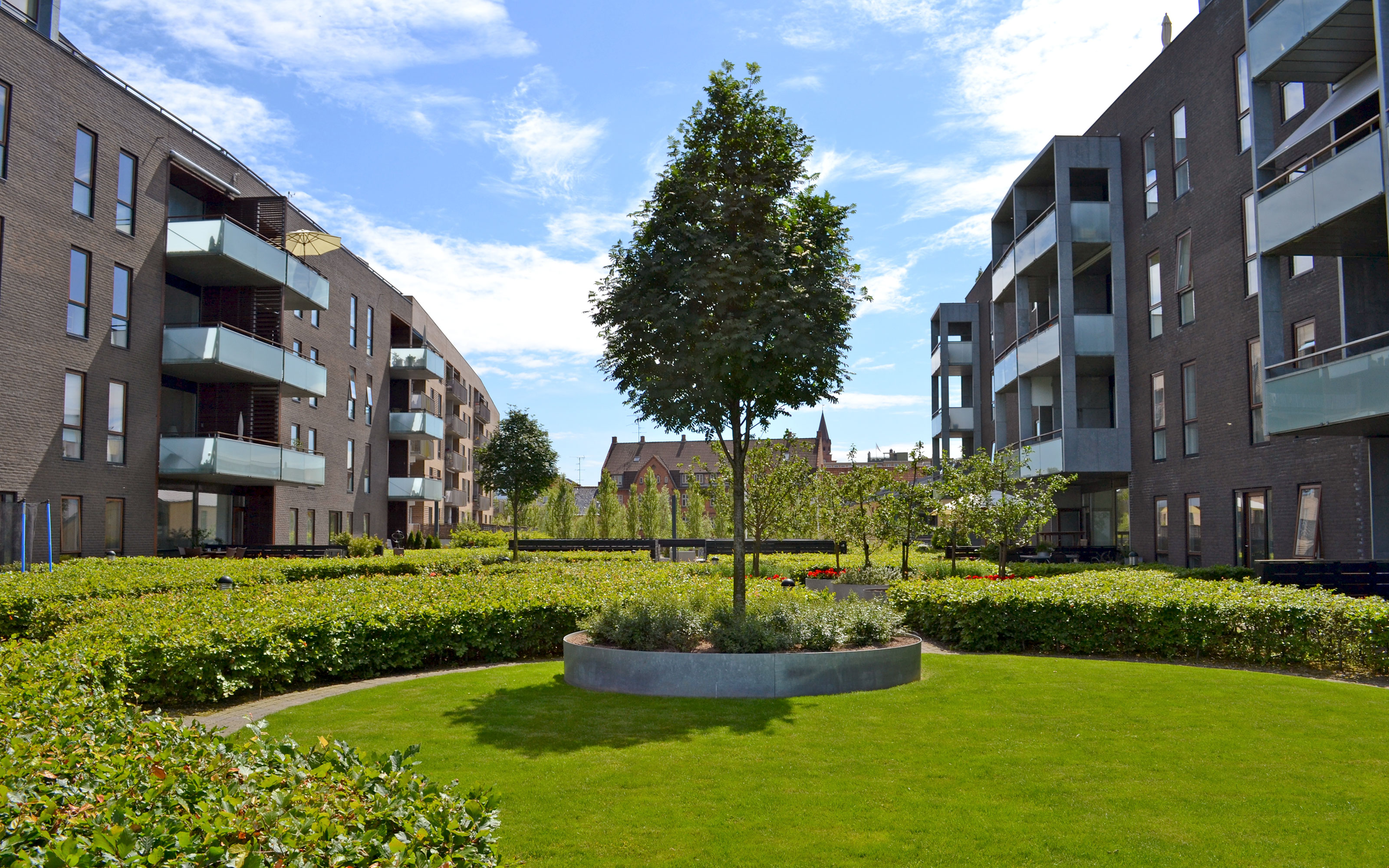 Espace vert d'un complexe résidentiel