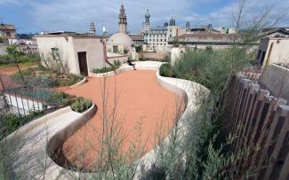 Roof garden with a seating area